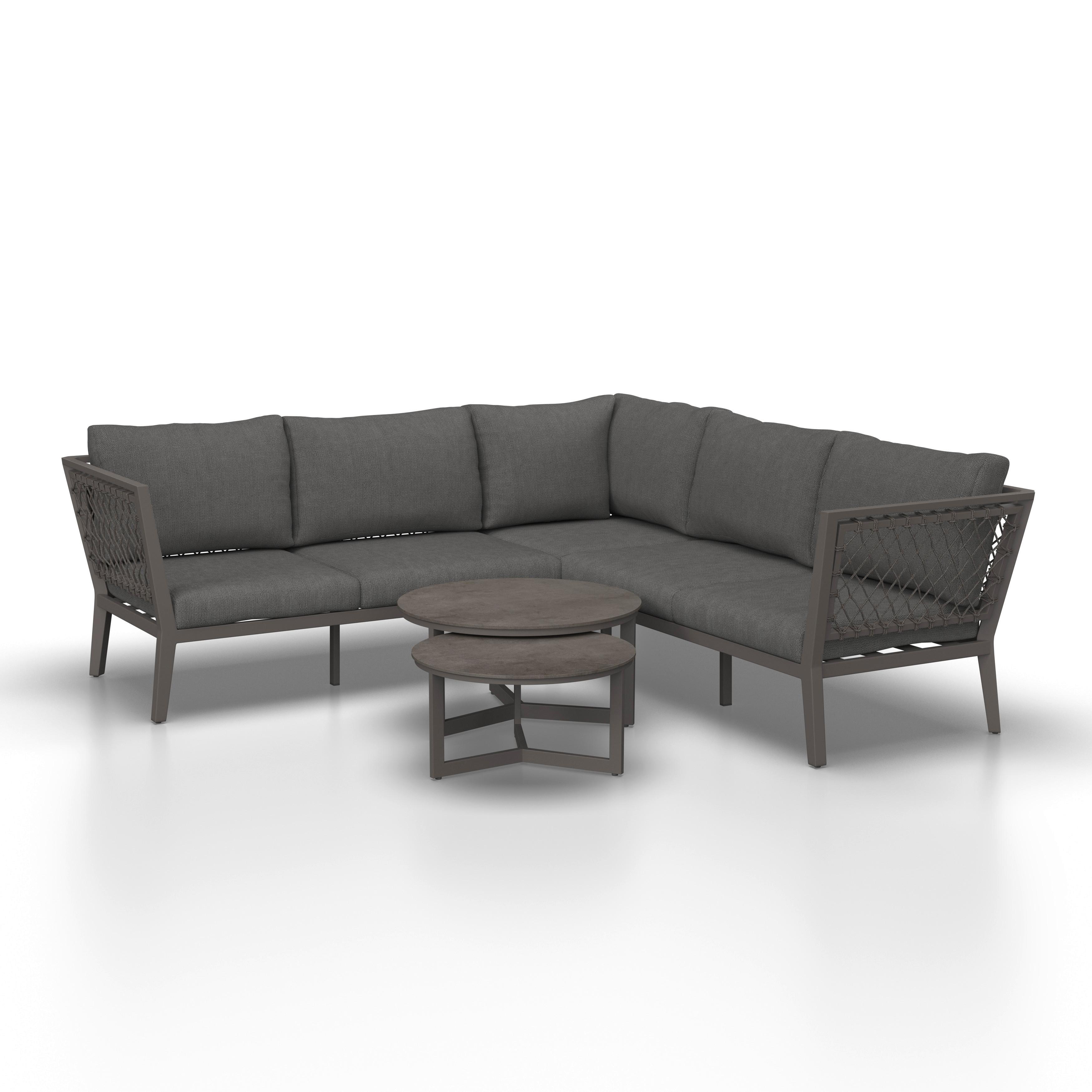 LOUNGEGRUPP MALOU - mörkgrå/antracit, Modern, metall/textil (218/68/76,5cm) - Bessagi Garden