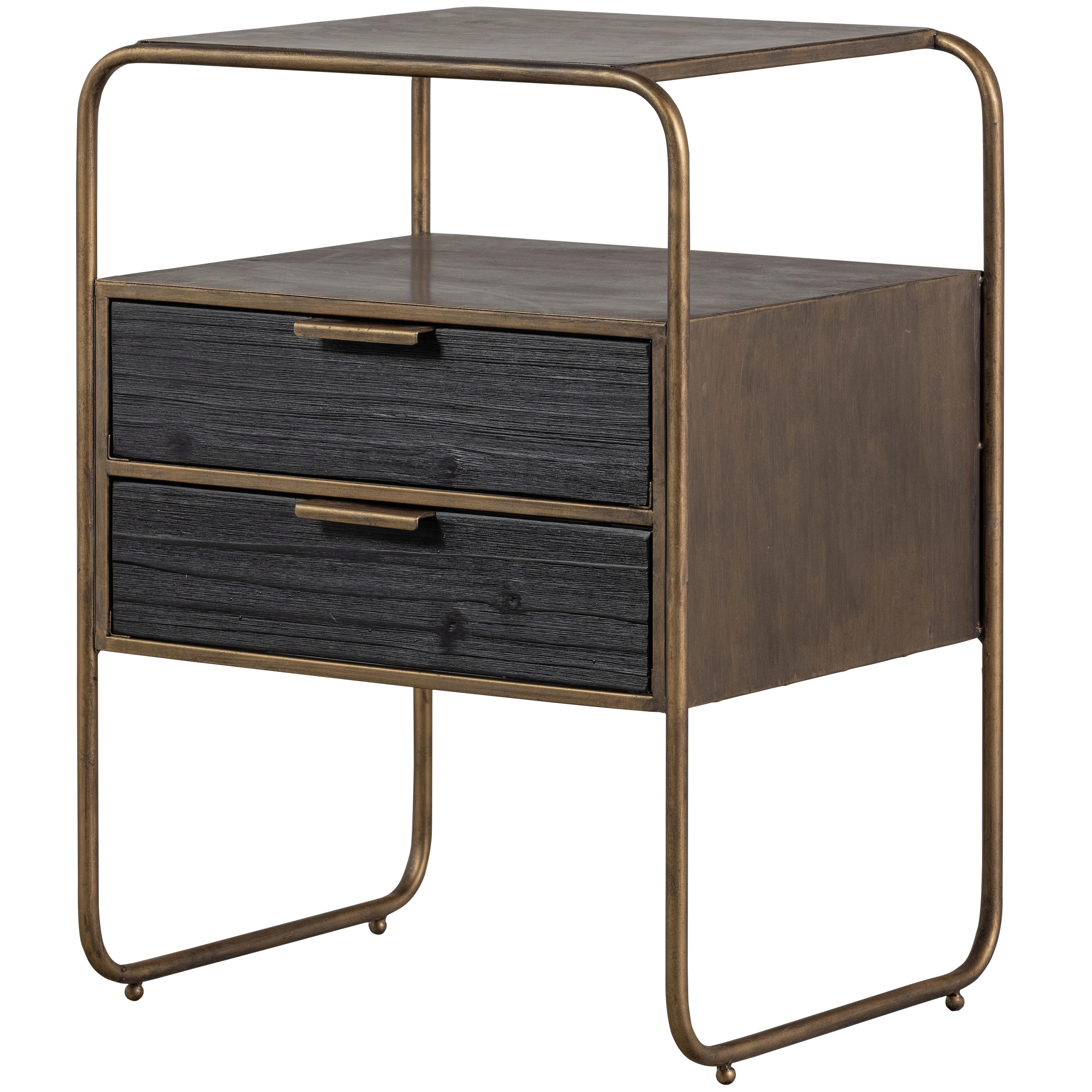 Nachttisch Polite, Messingfarben B: 45 cm - Messingfarben/Schwarz, Design, Metall (45/38/62cm) - Livetastic