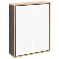 Spiegelschrank Finn 2-türig ca. 60x75 cm Anthrazit/Eiche - MODERN, Glas/Holzwerkstoff (60/75/18,5cm) - MID.YOU
