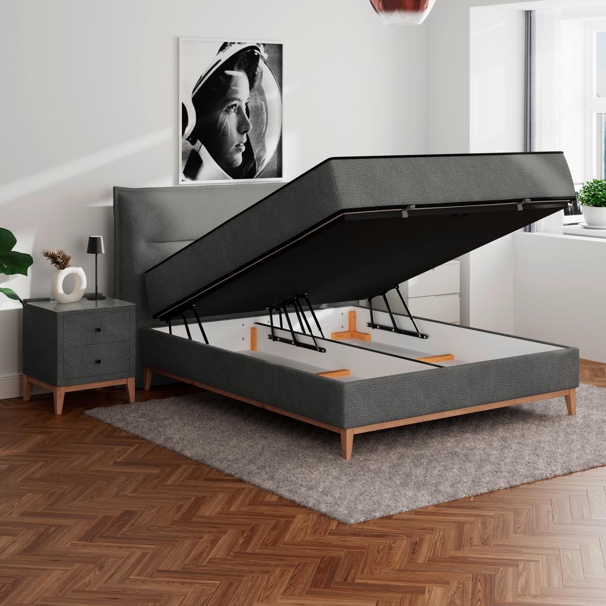 Pat box SMILE - antracit, Konventionell, lemn/metal (180/200cm) - Premium Living