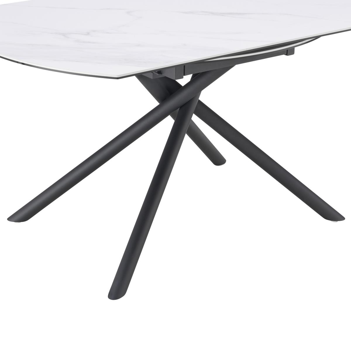 Jedilna Miza Tiana, Bela, Keramika, 90-140x40 - črna/bela, Trendi, kovina/steklo (90-140/76/140cm) - MID.YOU
