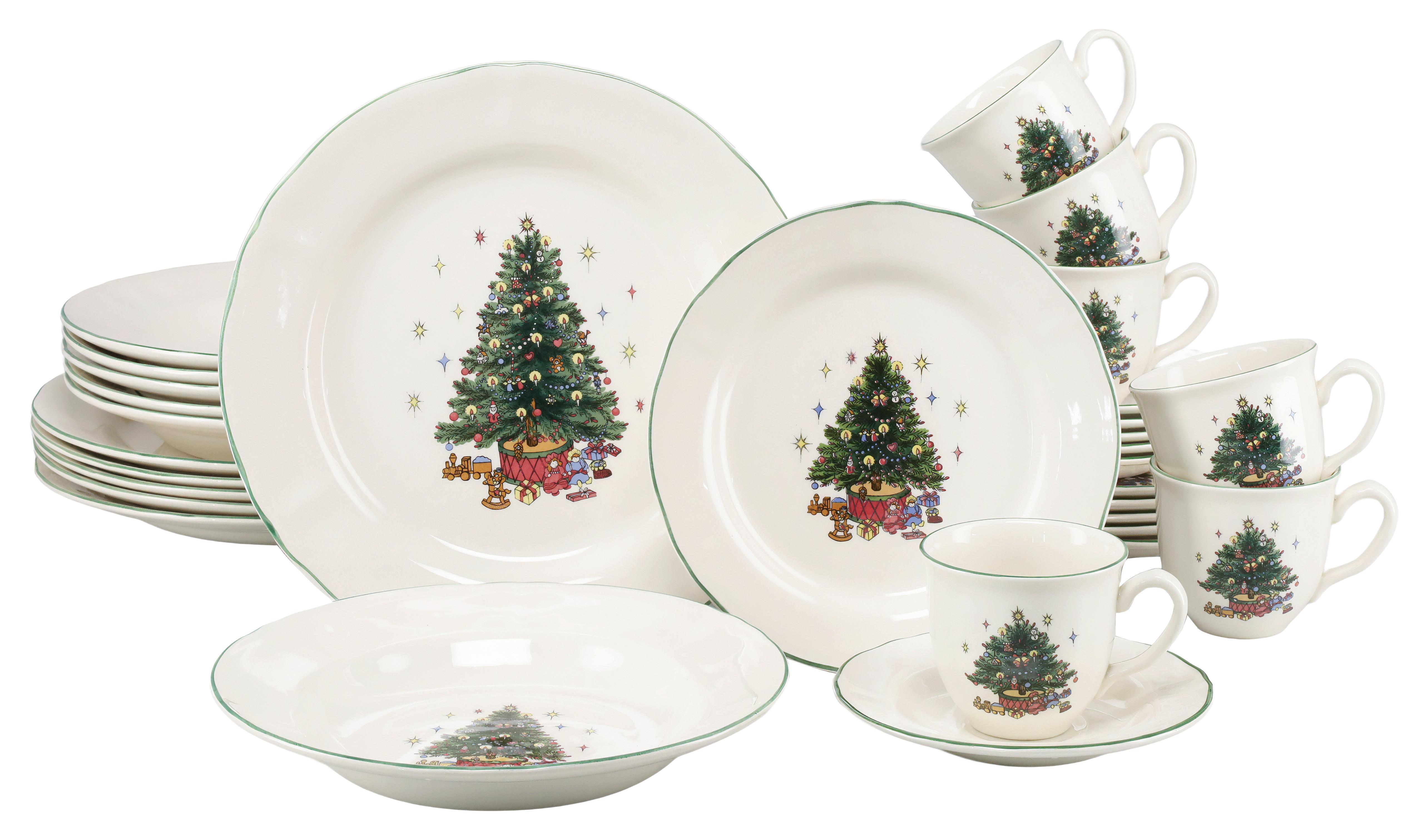 Kombiservice Tannenbaum Multicolor/Weiß, 30-teilig - Multicolor/Weiß, Basics, Keramik - Creatable