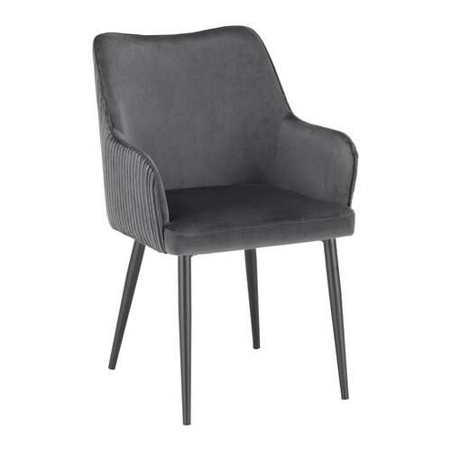 Armlehnstuhl Caria Dunkelgrau Samt Gepolstert - Dunkelgrau/Schwarz, MODERN, Holz/Textil (57/89/60cm) - Bessagi Home