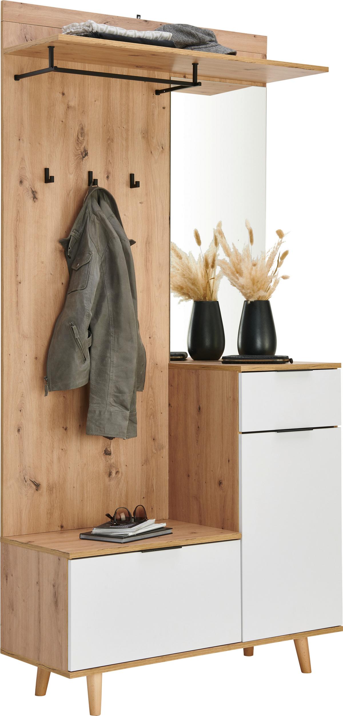 PRZEDPOKÓJ NORDIC I - biały/dąb artisan, Konventionell, materiał drewnopochodny (100/204/40cm) - Xora