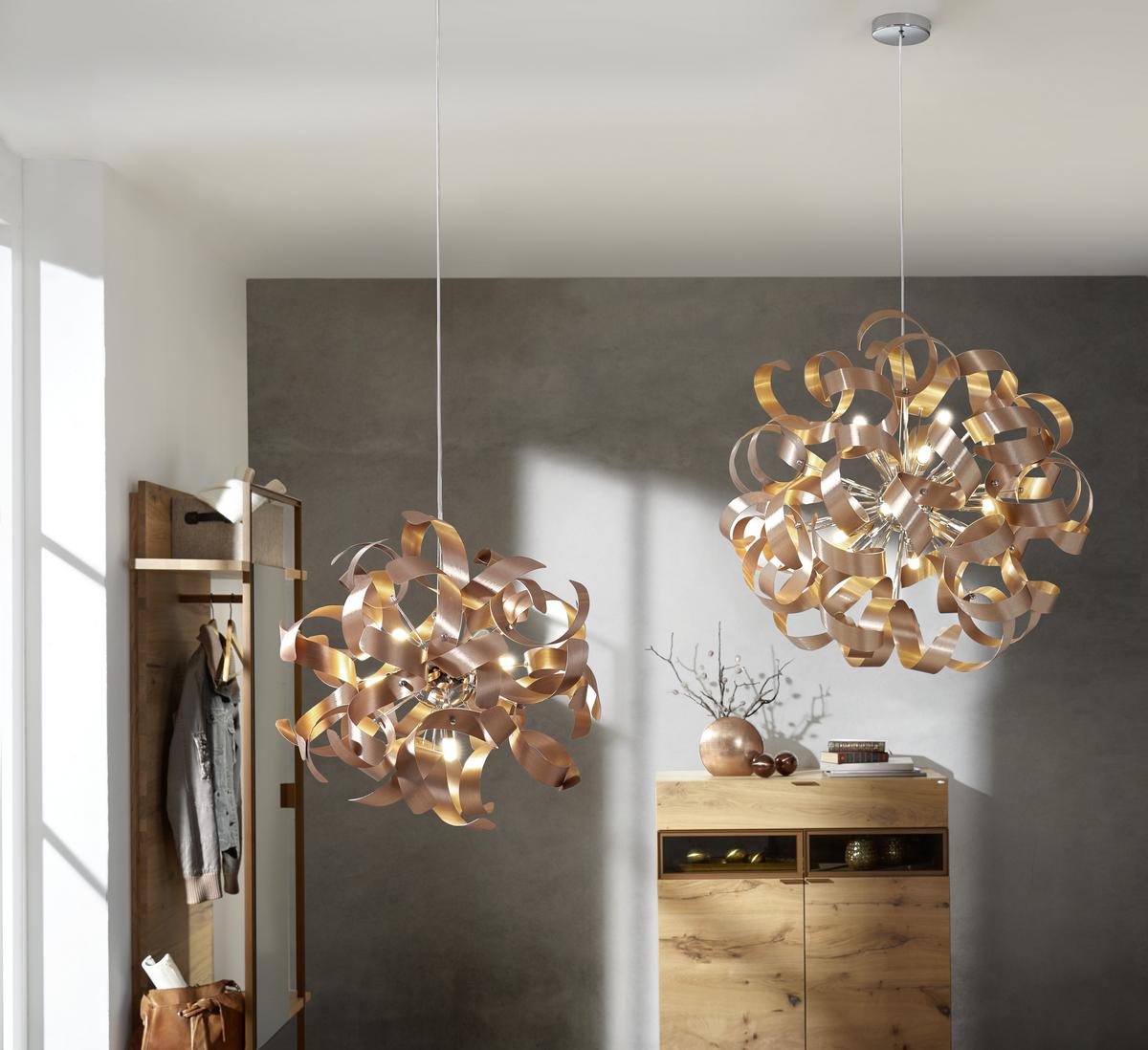 LAMPA WISZĄCA LED CURLY - kolor miedziany, Lifestyle, metal (40/320cm) - Ambiente