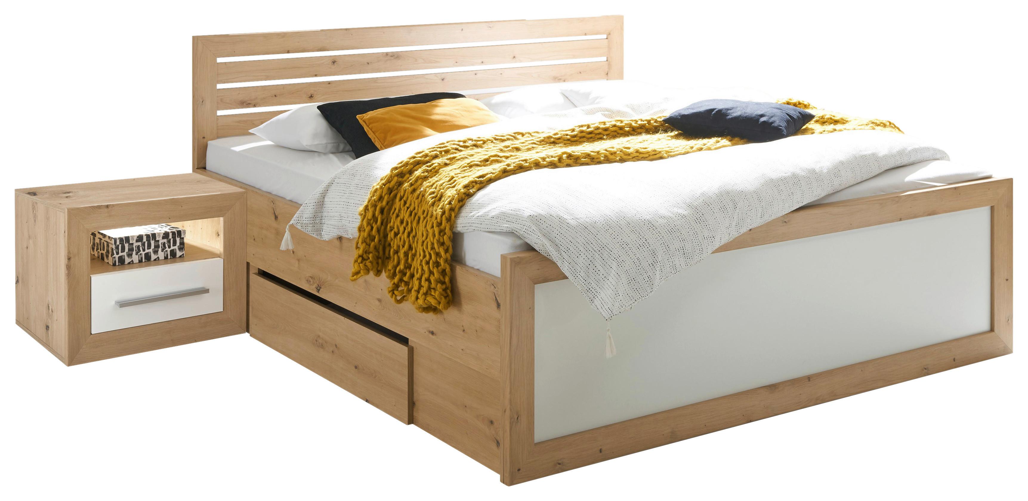 Posteljna Garnitura Fernando, Barva Hrasta, Bela, 180x200 - barve hrasta/bela, Konvencionalno (180/200cm) - MID.YOU