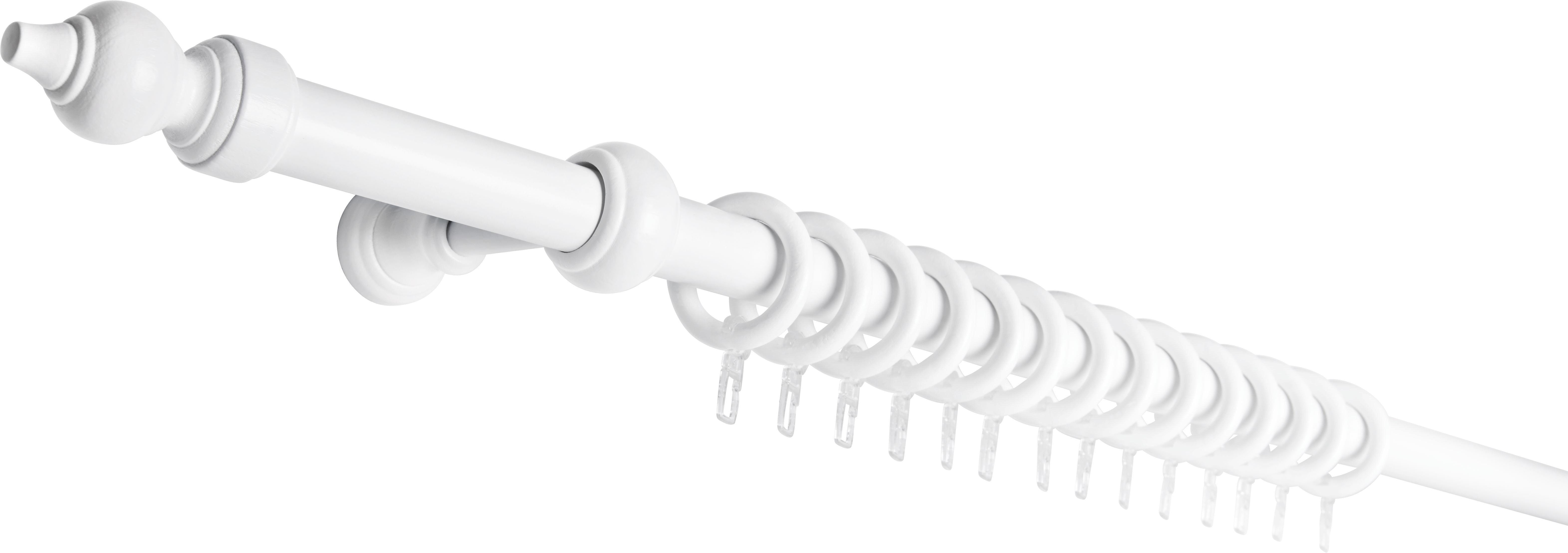 Vorhangstangenset Moni Weiß ca. 140cm - Weiß, ROMANTIK / LANDHAUS, Holz (140cm) - Mömax modern living