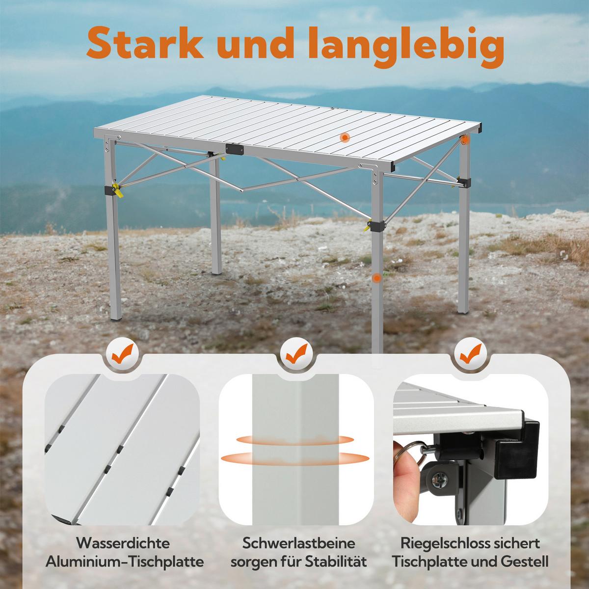 Campingtisch Silberfarben klappbar - Silberfarben, Basics, Metall (118/70/70cm) - Modante