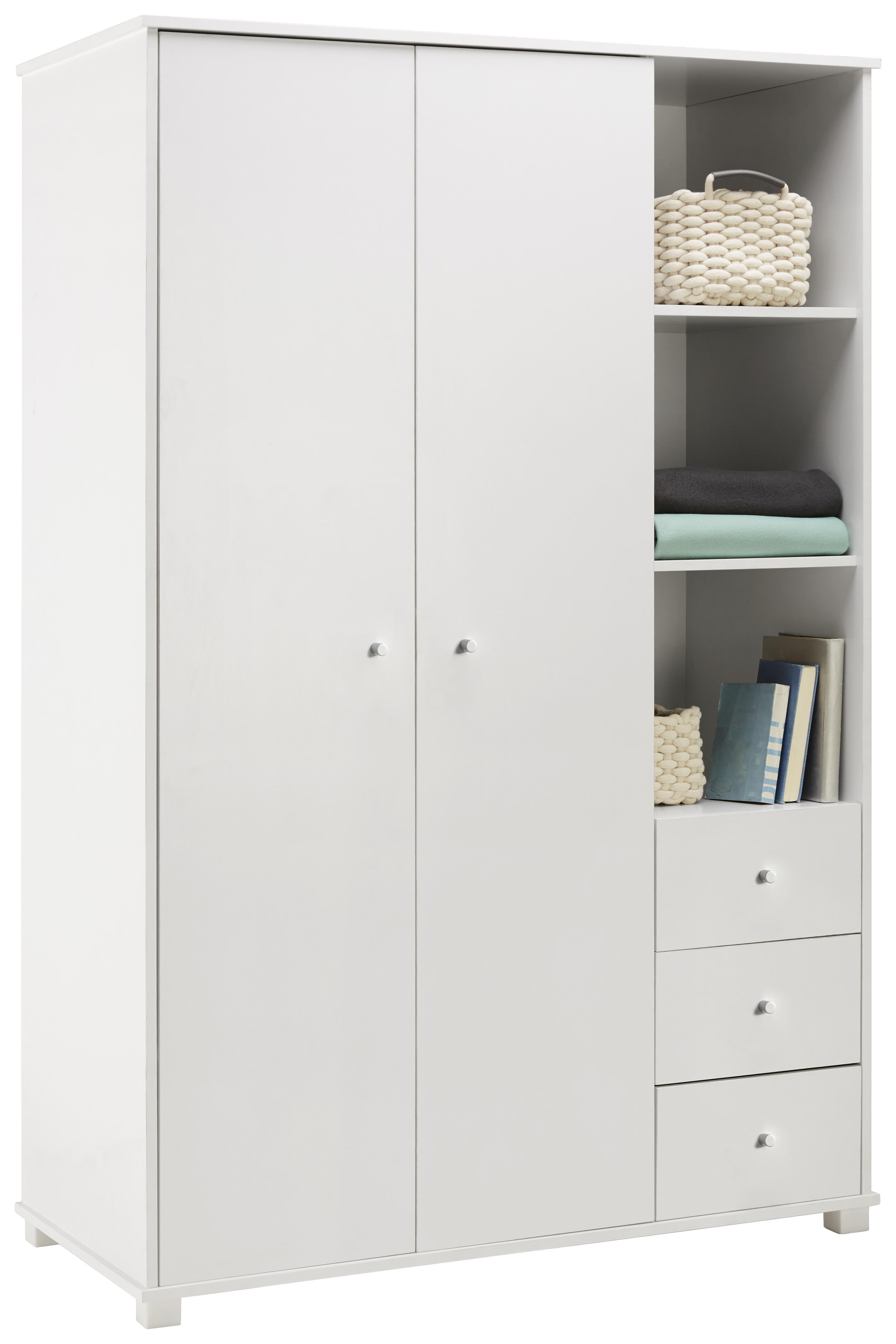 KLEIDERSCHRANK in Weiß 'Milo' - Weiß, MODERN, Holz (115/176/55cm) - Bessagi Home