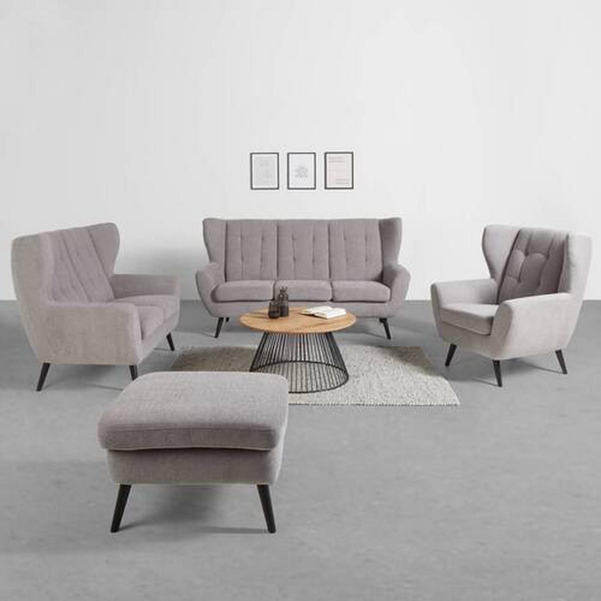 Canapea cu 3 locuri HELSINKI - gri închis/gri, Modern, lemn/textil (193/102/90cm) - Mömax