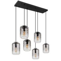 HÄNGELEUCHTE 16046-6H - Klar/Schwarz, Design, Glas/Metall (94,5/39/150cm) - Globo