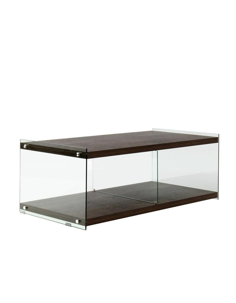Beistelltisch Elementary 200 Hellbraun - Hellbraun, Design, Glas/Holz (120/45/60cm) - Kayoom