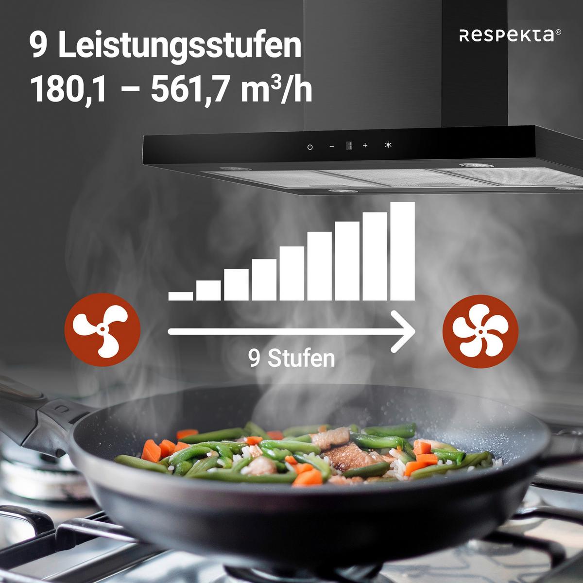 Dunstabzugshaube CH44199GISS Schwarz - Schwarz, Trend, Glas/Metall (89,5/65/60cm) - Respekta