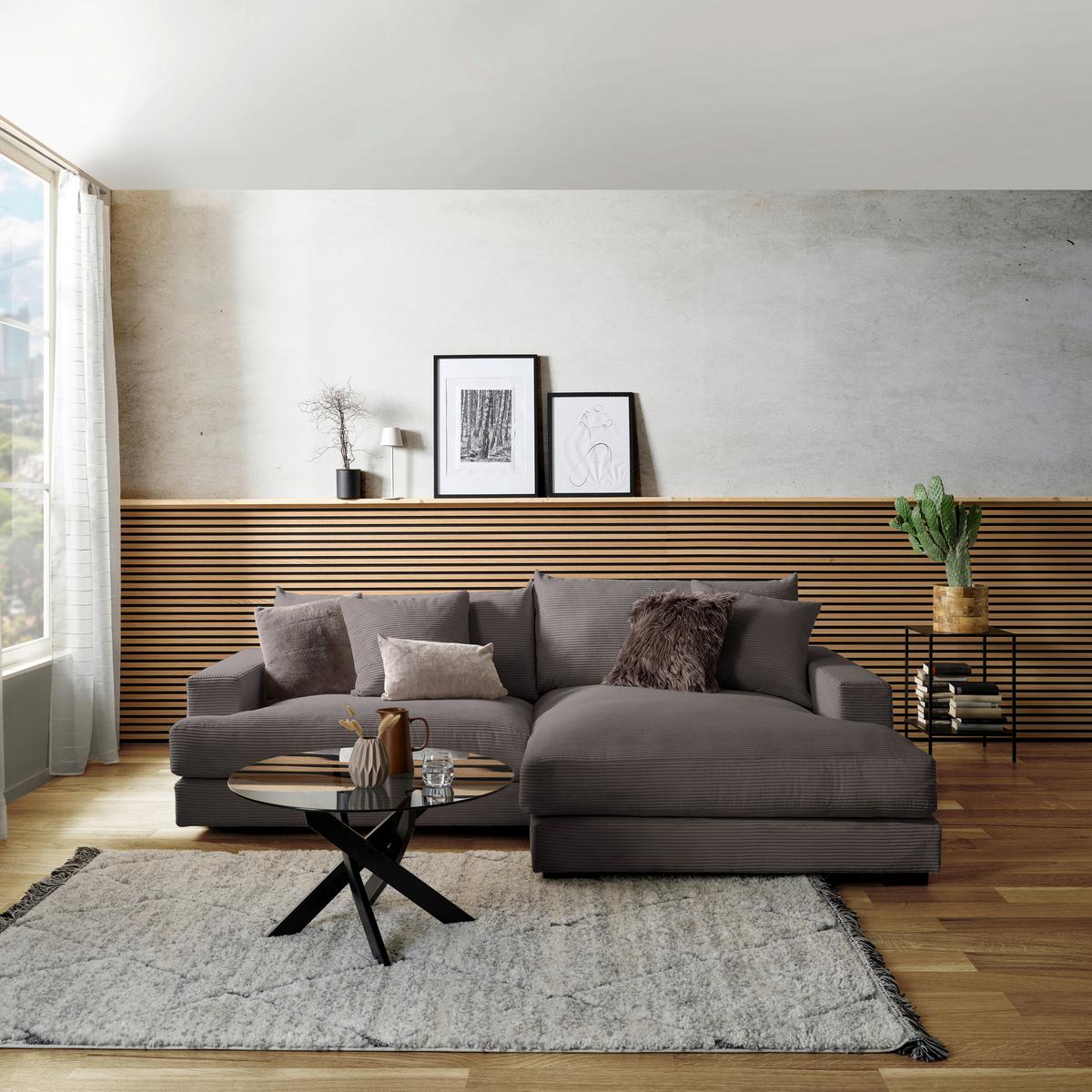 Kutna Garnitura Pelle - siva/crna, Moderno, tekstil (265/180cm) - Modern Living