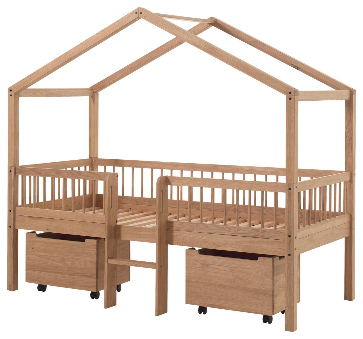 Hausbett FORREST Eichefarben ca. 90x200 cm Bettladen - Eichefarben/Eschefarben, MODERN, Holz (90/200cm) - Vipack