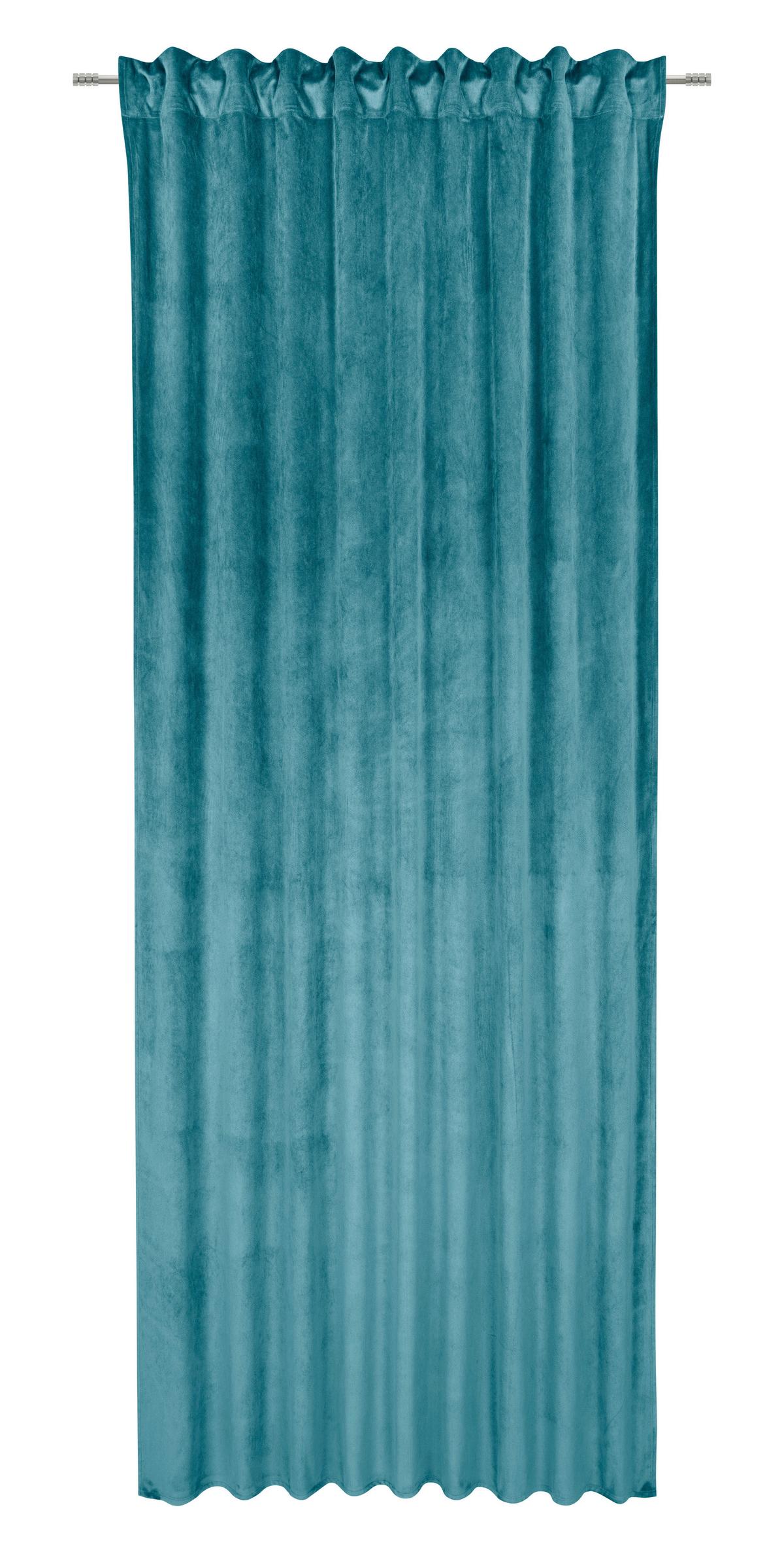 Fertigvorhang Bianca Samtoptik ca. 140x245cm - Jadegrün, KONVENTIONELL, Textil (140/245cm) - Modern Living
