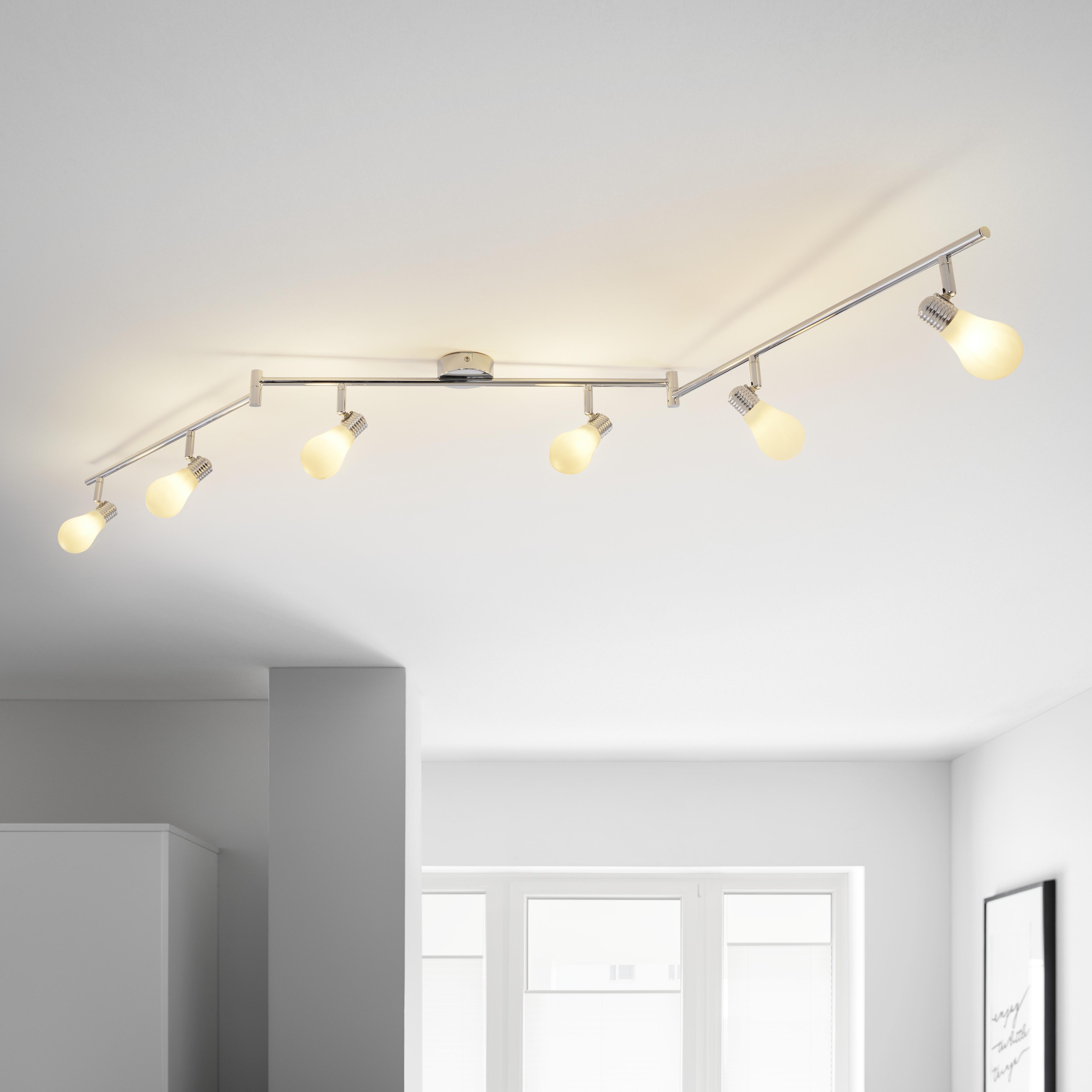 Deckenleuchte Bahar max. 25 Watt - Silberfarben/weiss, Romantik / Landhaus, Kunststoff/Metall (180cm) - Modern Living