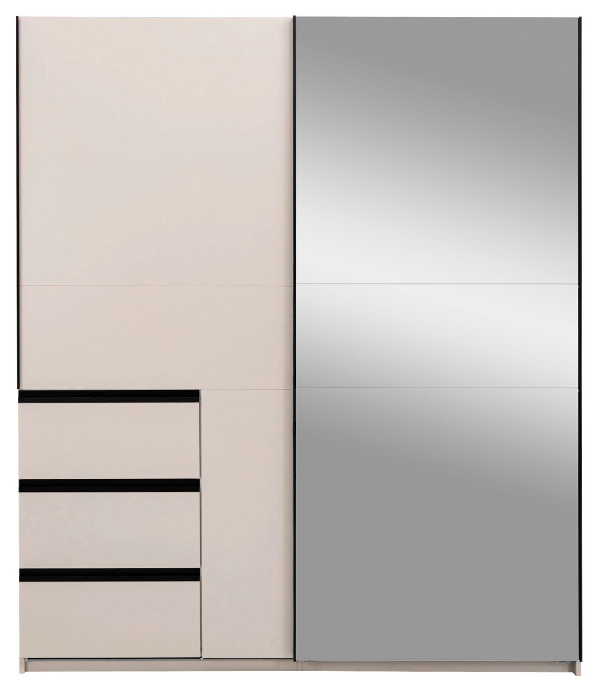 Omara Z Drsnimi Vrati Wilma, Kašmir - kašmir/črna, Moderno, kovina/leseni material (175/210/61,5cm) - P & B