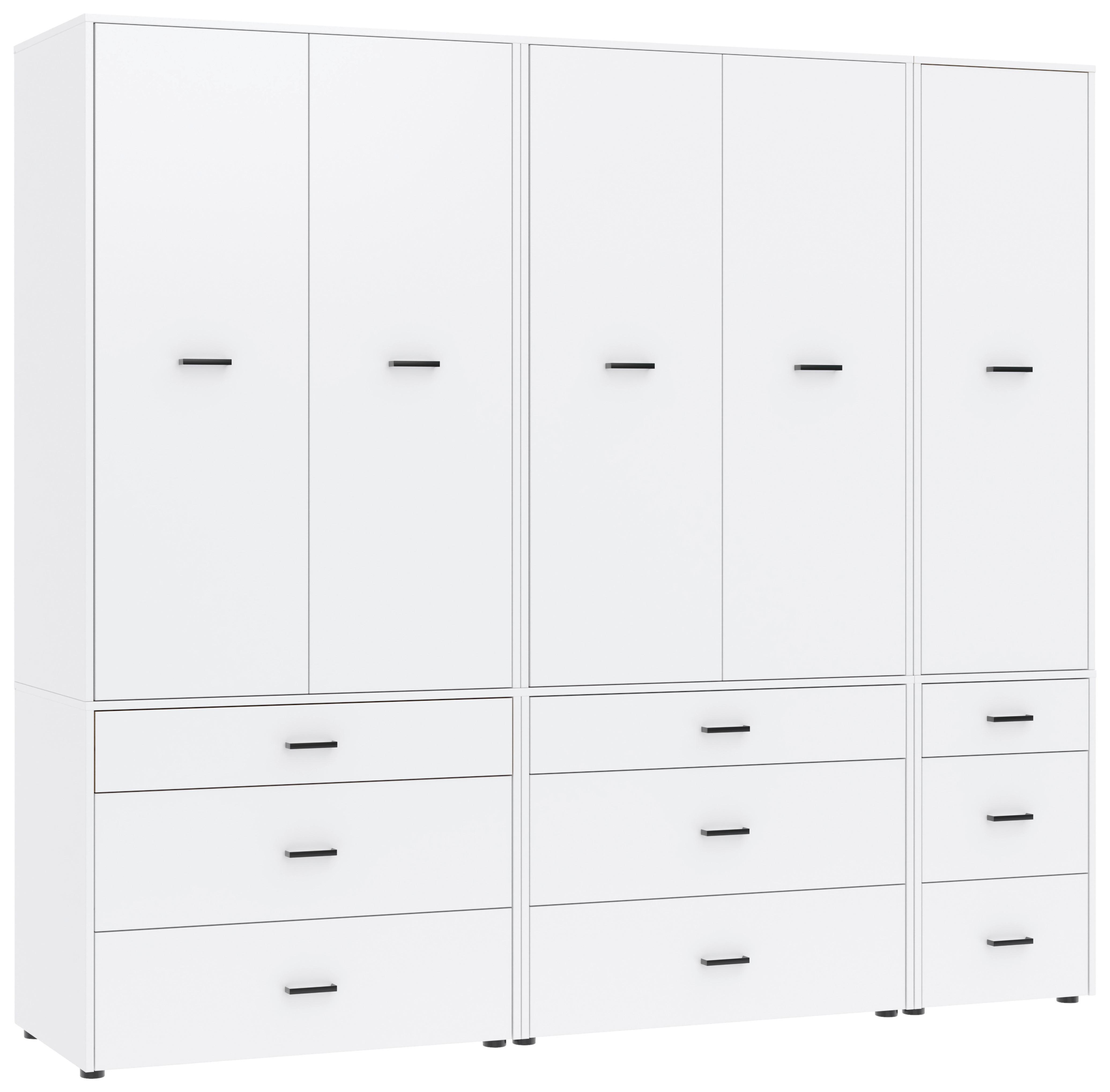 Kleiderschrank Kivo Weiß - Schwarz/Weiß, Basics, Holzwerkstoff/Kunststoff (225/199,6/52,1cm) - Based