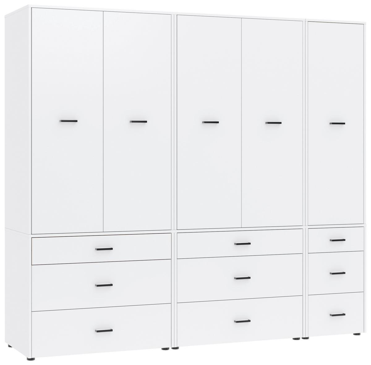 Kleiderschrank Kivo Weiß - Schwarz/Weiß, Basics, Holzwerkstoff/Kunststoff (225/199,6/52,1cm) - Based