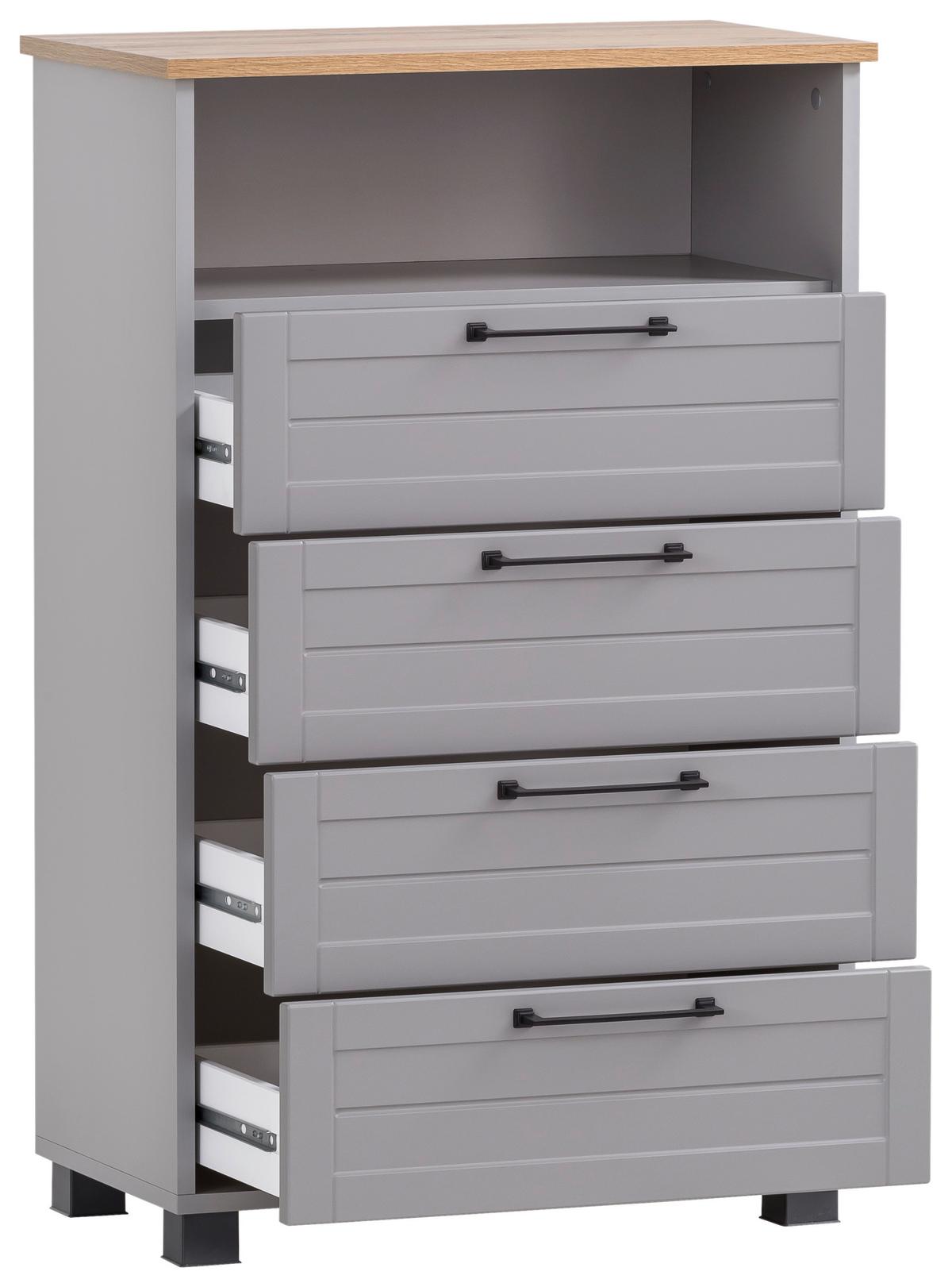 Highboard Jelda ca. 62,4x102x34,1cm Platinfarben - Platinfarben/Schwarz, Holzwerkstoff/Kunststoff (62,4/102/34,1cm) - MID.YOU