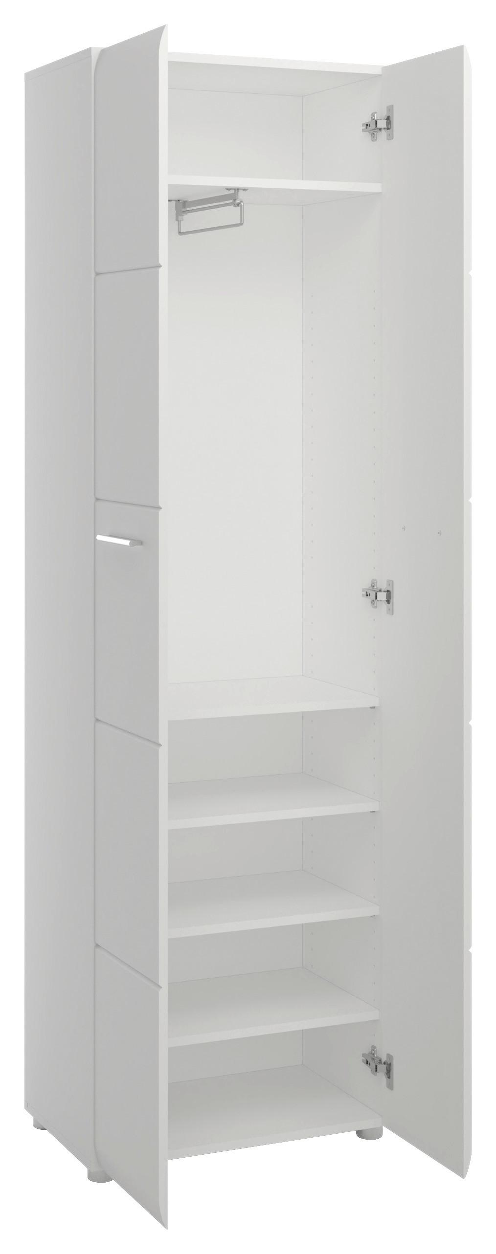 Garderobni Ormar Merano - bijela visoki sjaj/boje kroma, Moderno, drvni materijal/plastika (58,9/197/37cm) - Modern Living