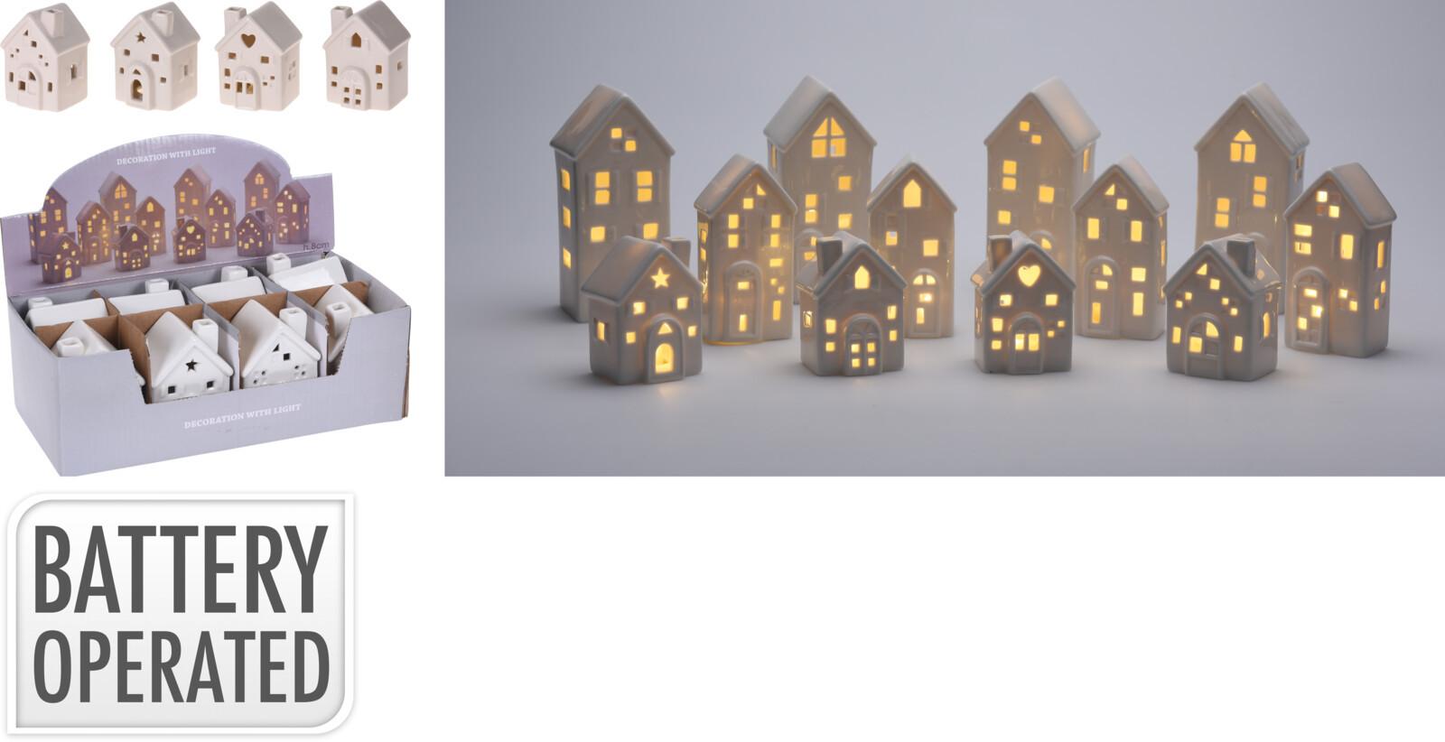 Led Dekor Házikó Joy - fehér, kerámia (6/5.8/8.7cm)