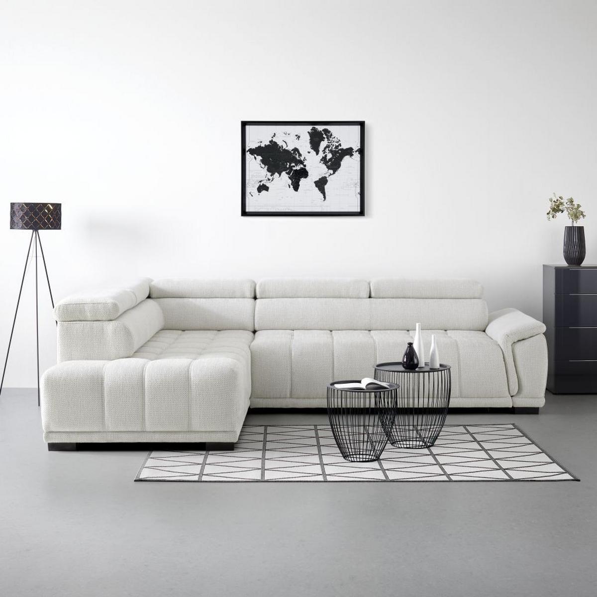 Kutna Garnitura Gremio - sivo-bijela/crna, Moderno, tekstil/plastika (206/283cm) - Modern Living