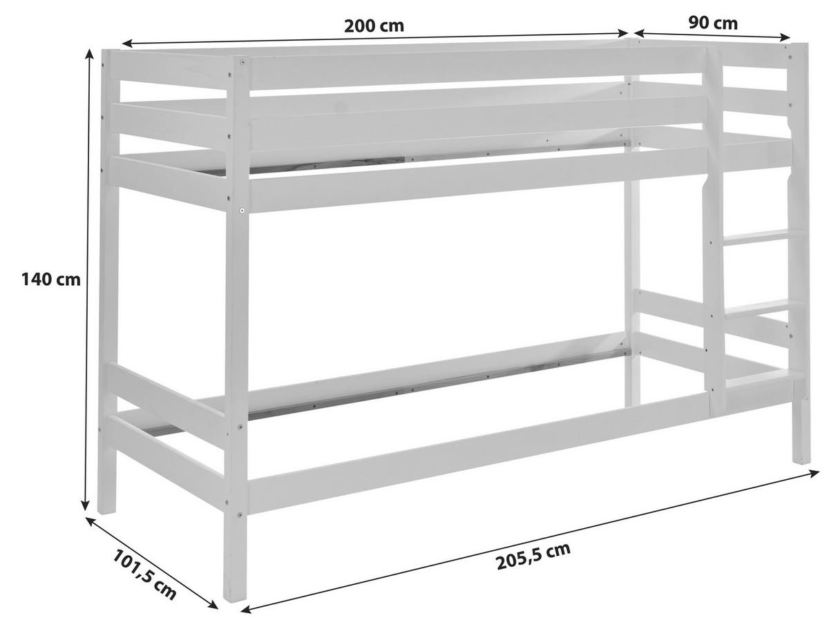 Pograd Lupo 2, Bela, 2x 90x200 - bela, Konvencionalno, les (90/200cm)