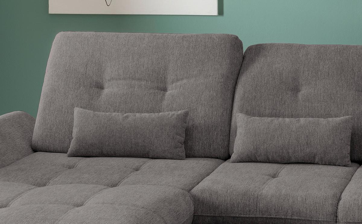 Wohnlandschaft Dalida Braun/Grau Chenille - Chromfarben/Braun, Design, Textil/Metall (195/376/254cm) - Livetastic