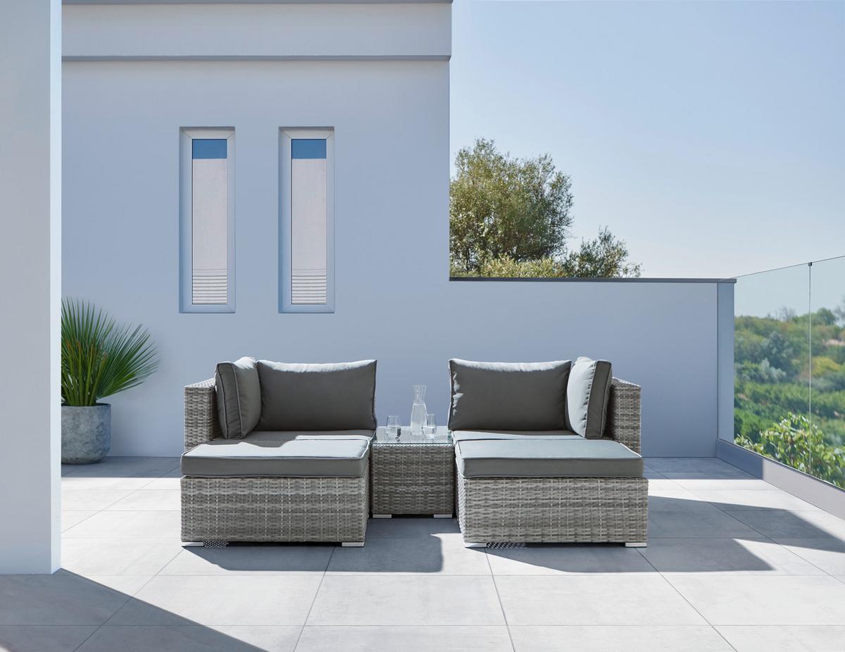 Loungegarnitur Parga in Grau - Grau, Modern, Glas/Kunststoff - Mömax