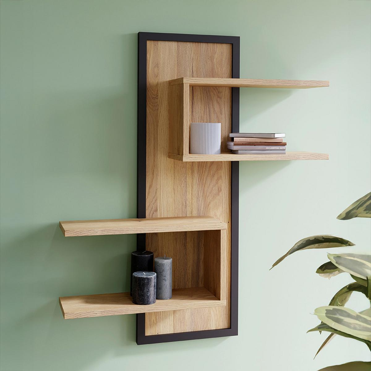 Wandboard Jytana Schwarz/Eichefarben - Eichefarben/Schwarz, MODERN, Holzwerkstoff (102,6/122,5/21,9cm) - Premium Living