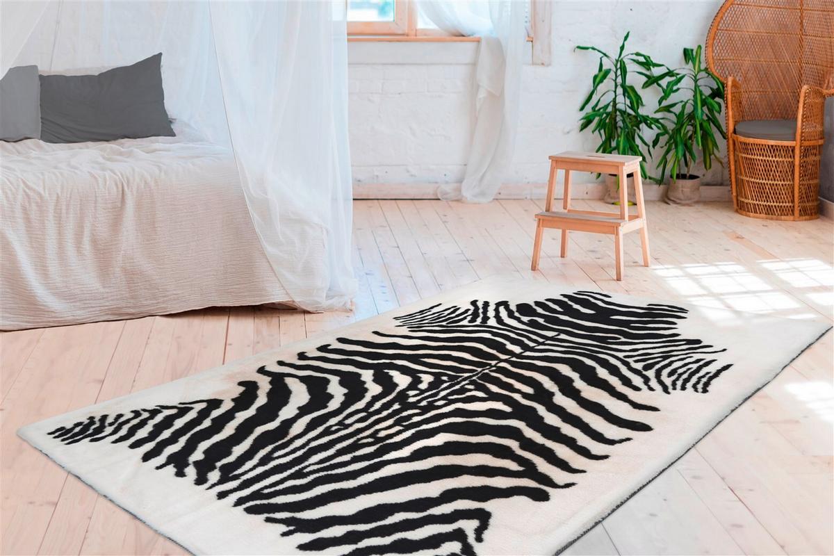 HOCHFLORTEPPICH RABBIT ANIMAL - Weiss/Schwarz, Konventionell, Textil (160/230cm) - Kayoom