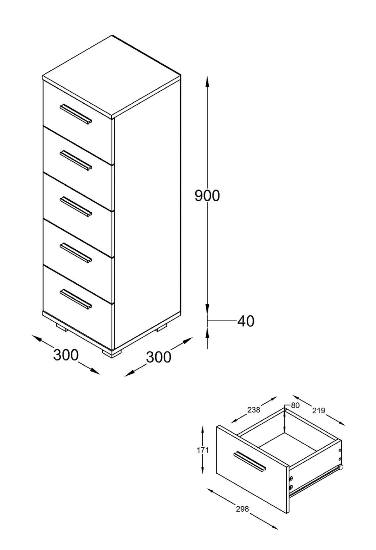 HIGHBOARD ZALO M - Weiss/Silberfarben, Modern, Holzwerkstoff/Kunststoff (30/94/30cm) - MID.YOU