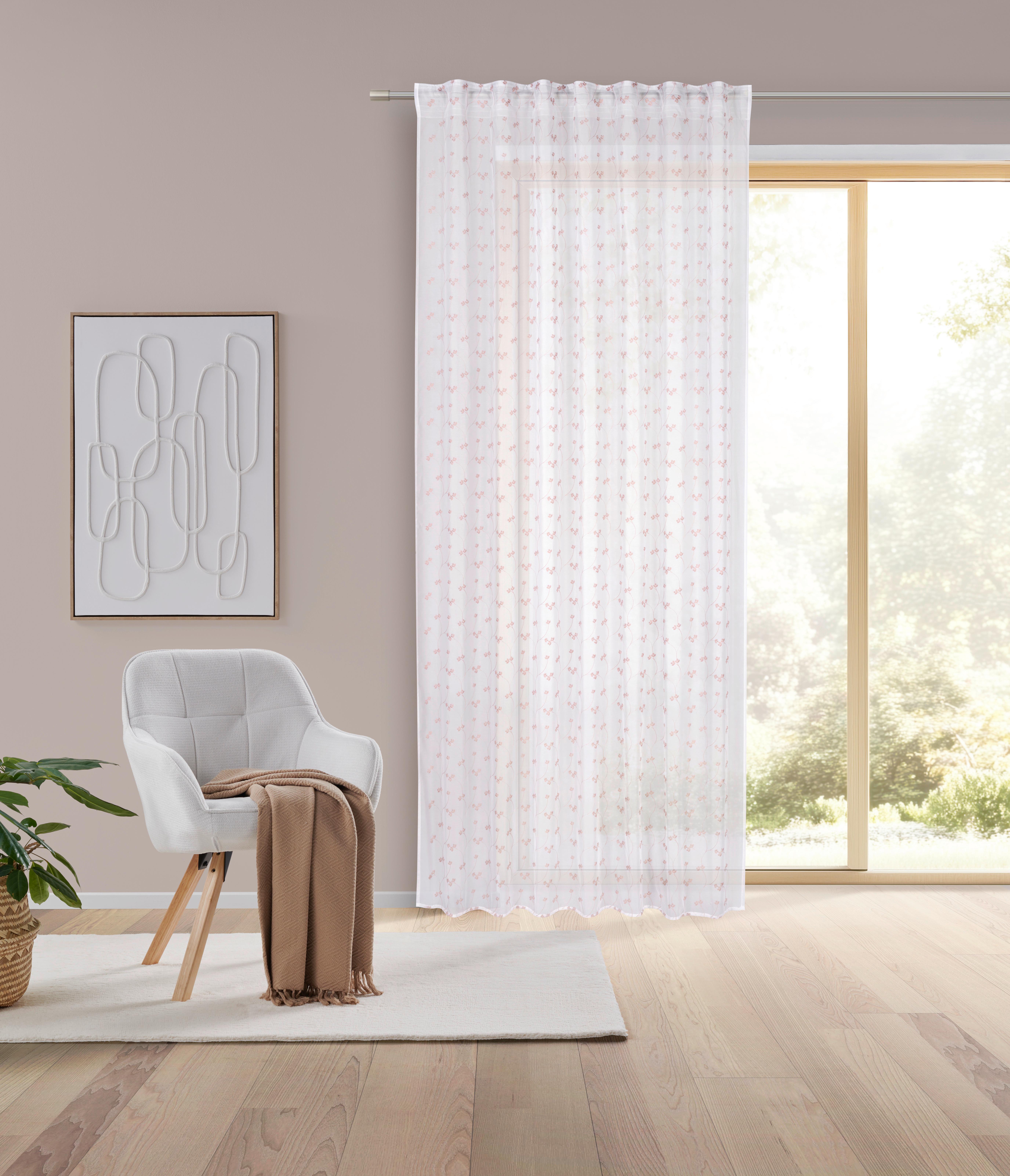 GARDINLÄNGD STELLA - rosa, Romantik / Lanthus, textil (140/245cm) - Mömax