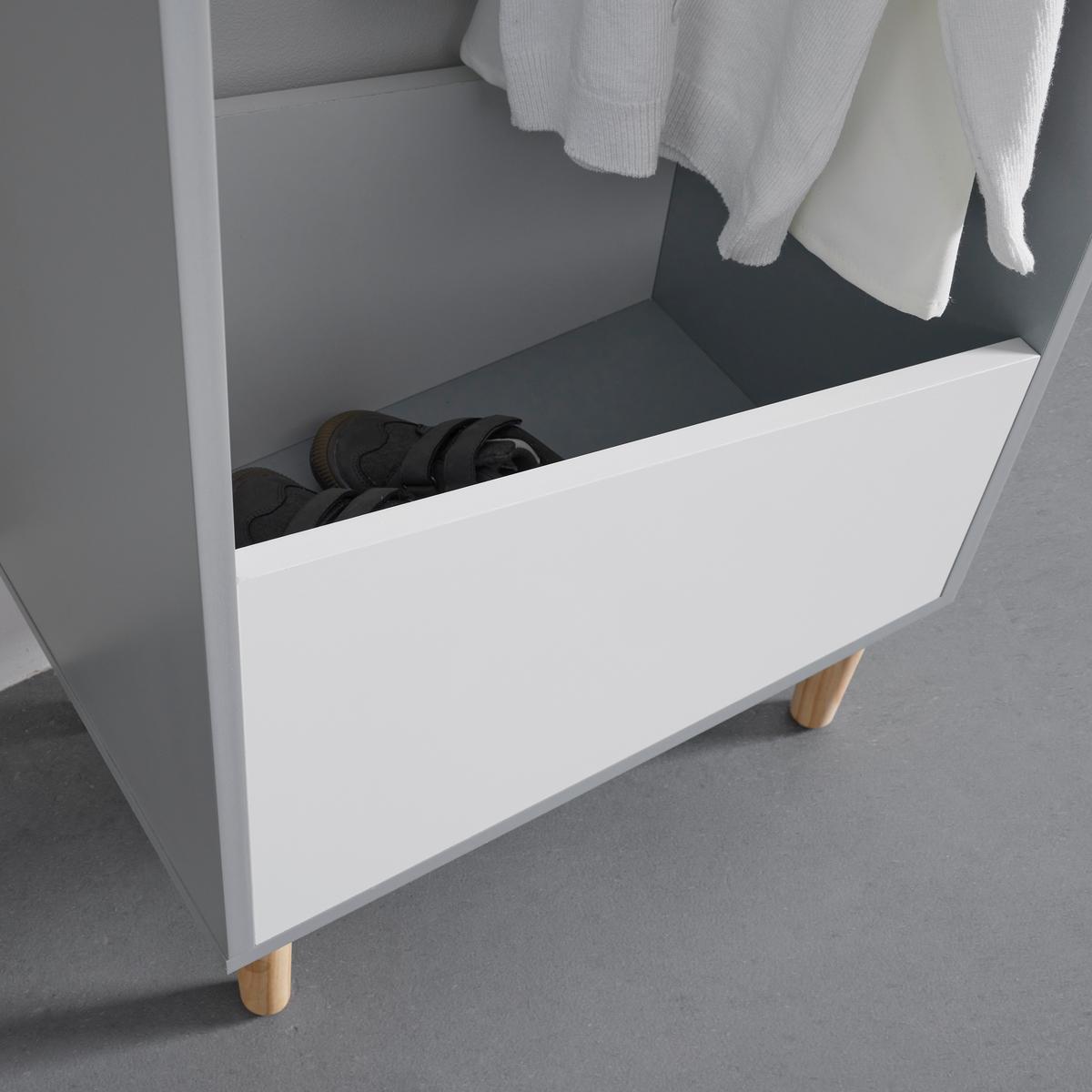 Kinderkleiderschrank Adelia Weiß/Grau ca. 48x116x30 cm - Weiß/Grau, MODERN (48/116/30cm) - Bessagi Kids