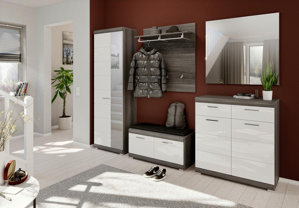 Predsoba Scout, Siva, Bela, Visoki Sijaj, 3-Delno - srebrne barve/temno siva, Design, steklo/leseni material (167/197/40cm) - MID.YOU
