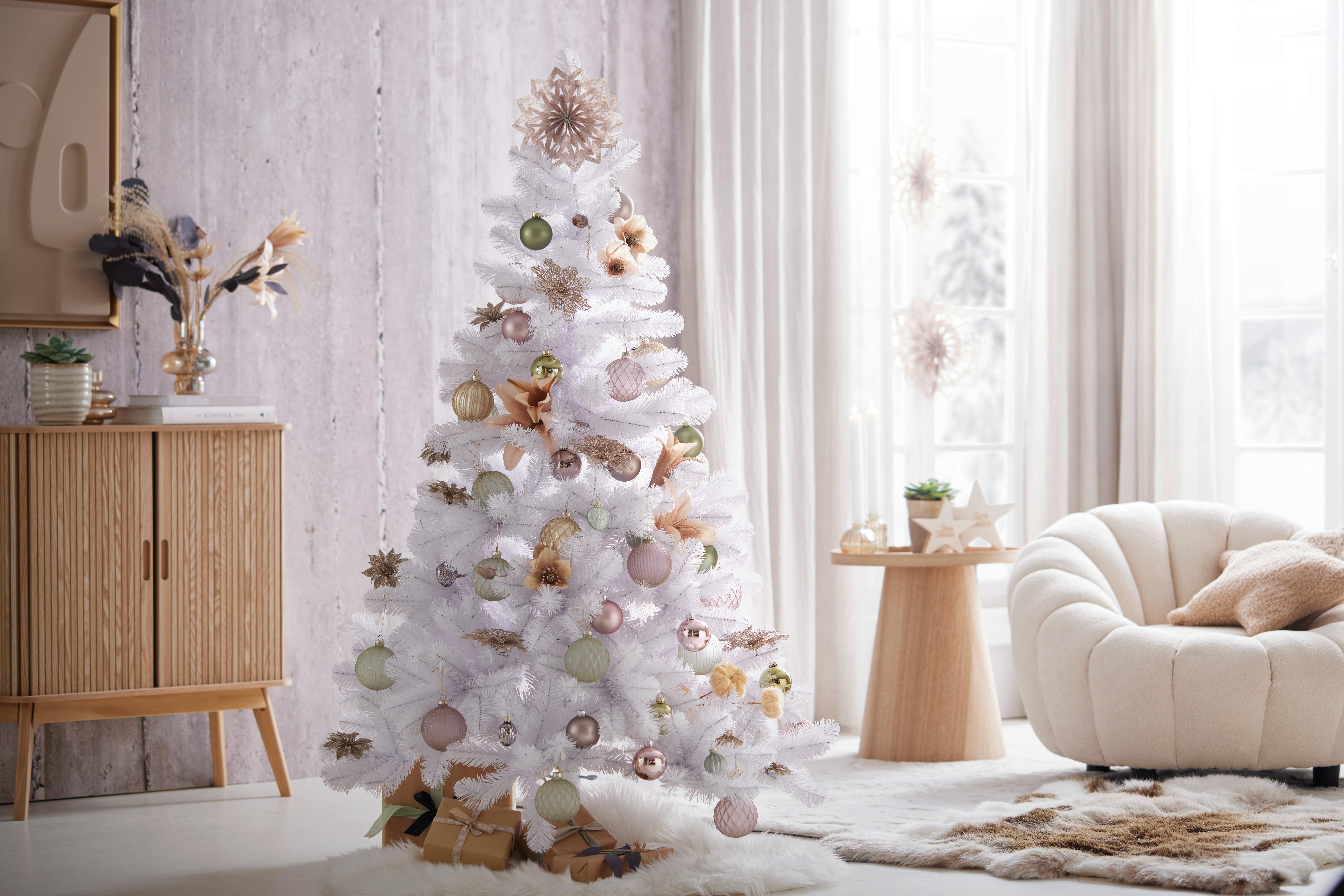 Weihnachtsbaum Tuscan Weiss - Weiss, Konventionell, Kunststoff (99/155cm) - Modern Living