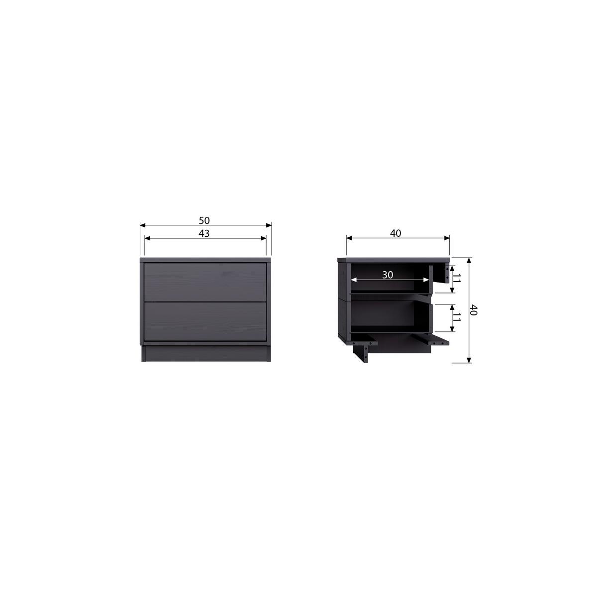 Lowboard Finca Schwarz - Schwarz, Design, Holz (50/40/40cm) - Livetastic
