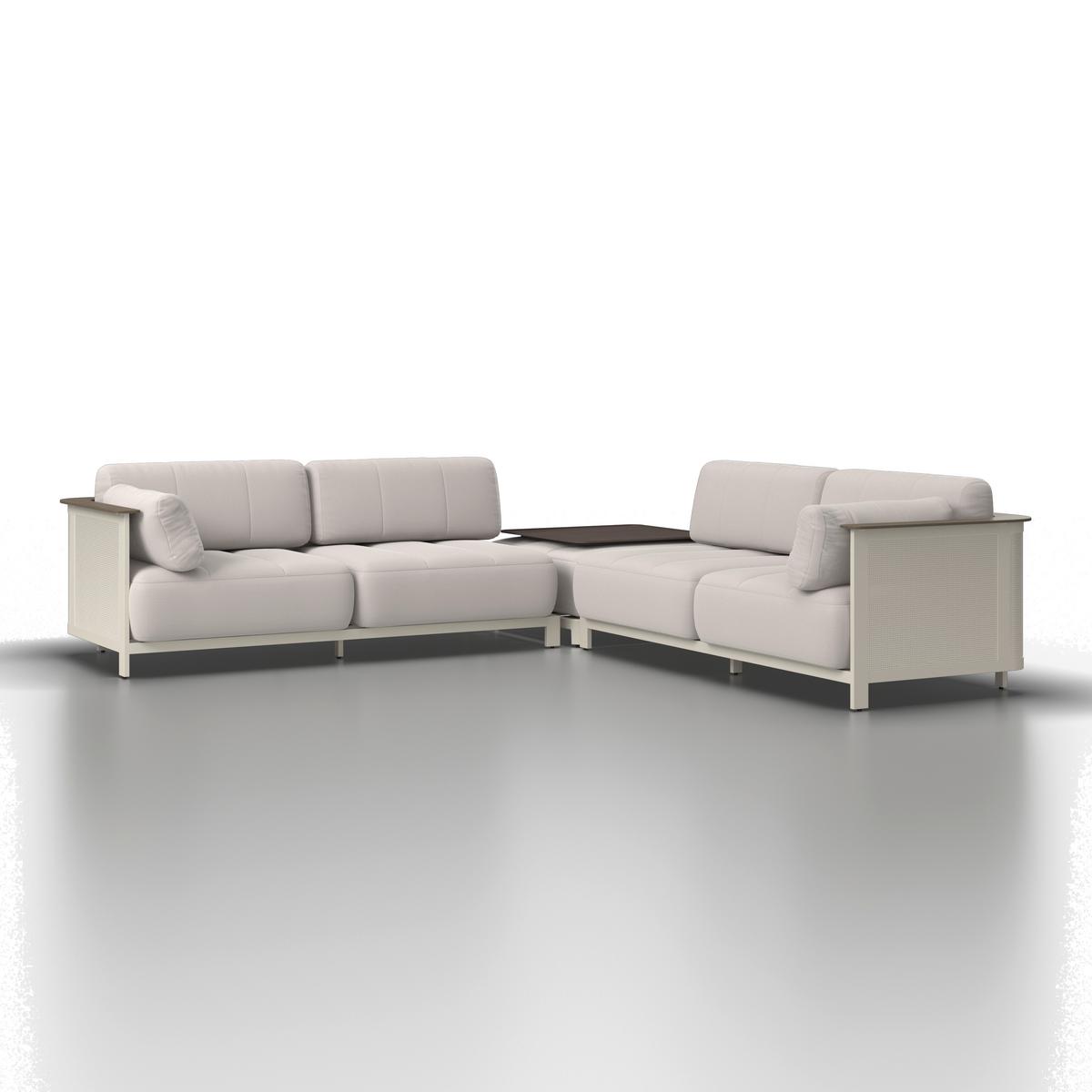 ENSEMBLE LOUNGE MARA - Weiss/Dunkelgrau, Modern, Kunststoff/Textil (269/269cm) - Bessagi Garden