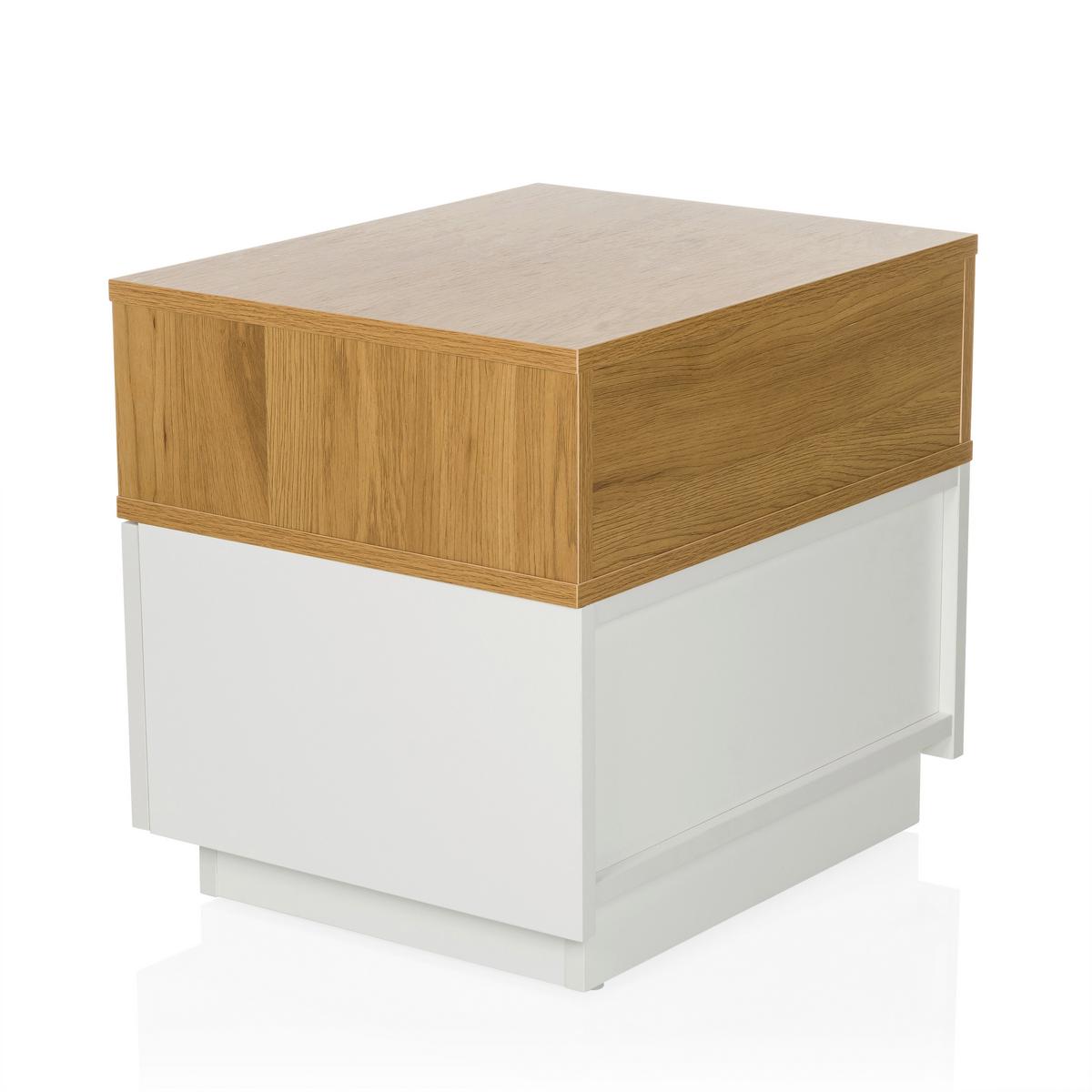 Mizica Melmo, Bela, Barva Hrasta - barve hrasta/bela, Moderno, umetna masa/leseni material (50/45/40cm) - MID.YOU