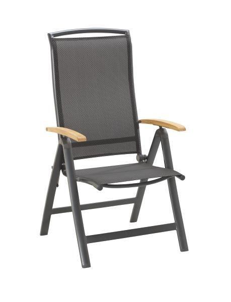 SKŁADANY FOTEL OGRODOWY PLANO - antracytowy/czarny, Basics, metal/drewno (63/116/60cm) - Mömax