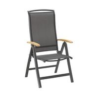 SKŁADANY FOTEL OGRODOWY PLANO - antracytowy/czarny, Basics, metal/drewno (63/116/60cm) - Mömax
