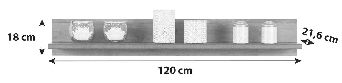 Zidna Polica Ontario - boje hrasta, Trend, drvni materijal (120/18/21,6cm) - Modern Living