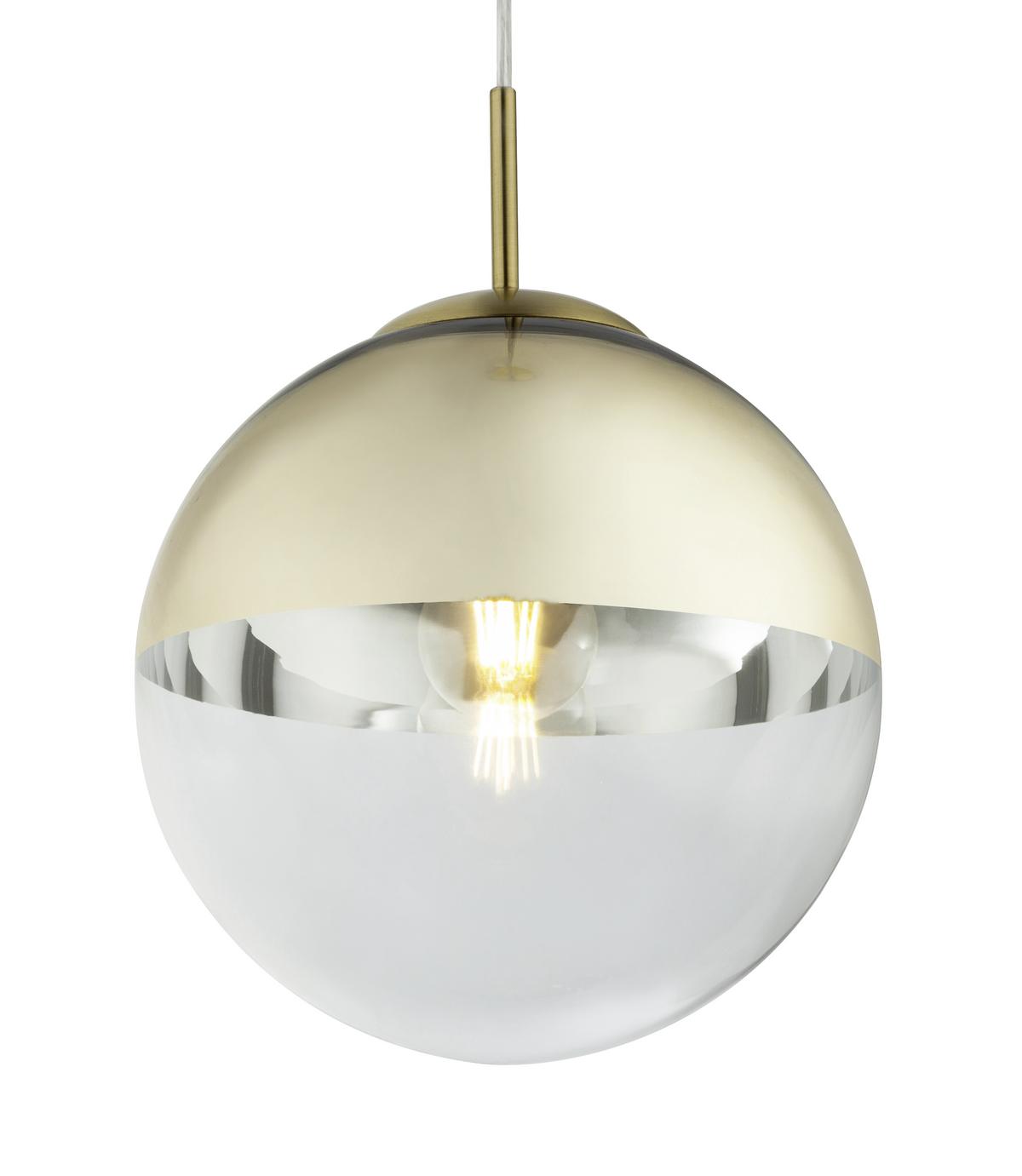 Hängeleuchte Varus in Goldfarben max. 40 Watt - Transparent/Goldfarben, Design, Glas/Metall (25/120cm) - Globo