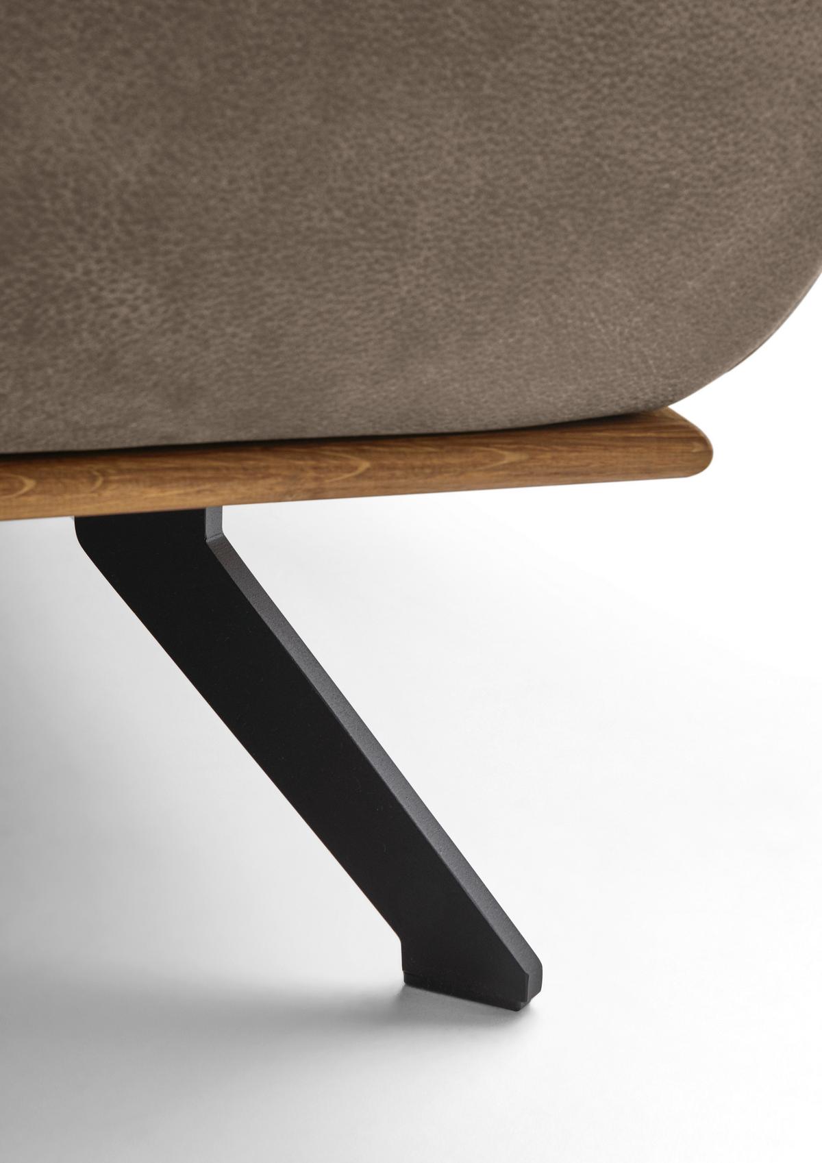 Wohnlandschaft Erling Alufarben - Beige/Alufarben, MODERN, Leder/Metall (187/89/322cm) - Premium Living