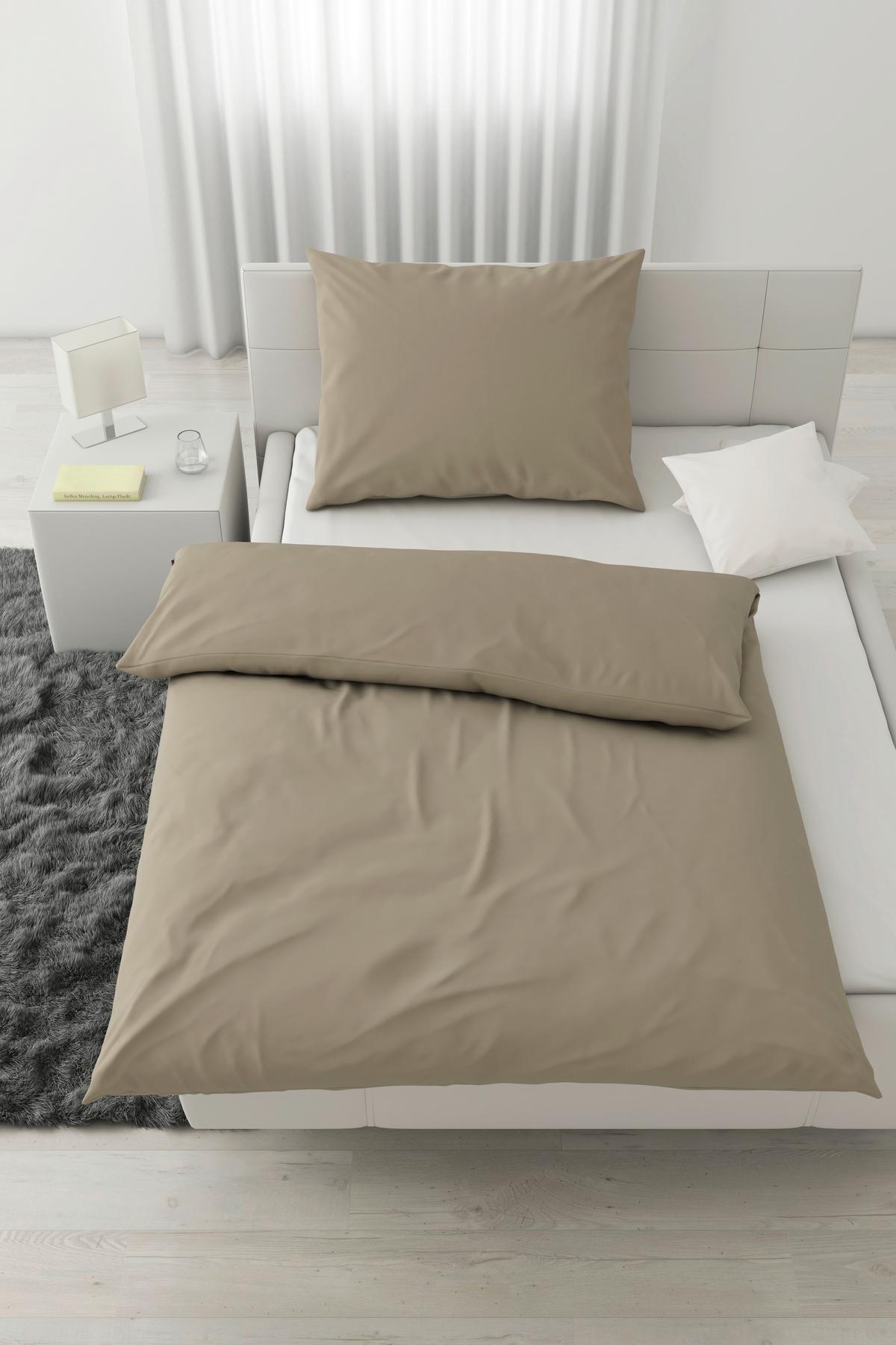 Bettwäsche Stone Washed Uni ca. 140x220cm - Naturfarben, MODERN, Textil (140/220cm) - Modern Living