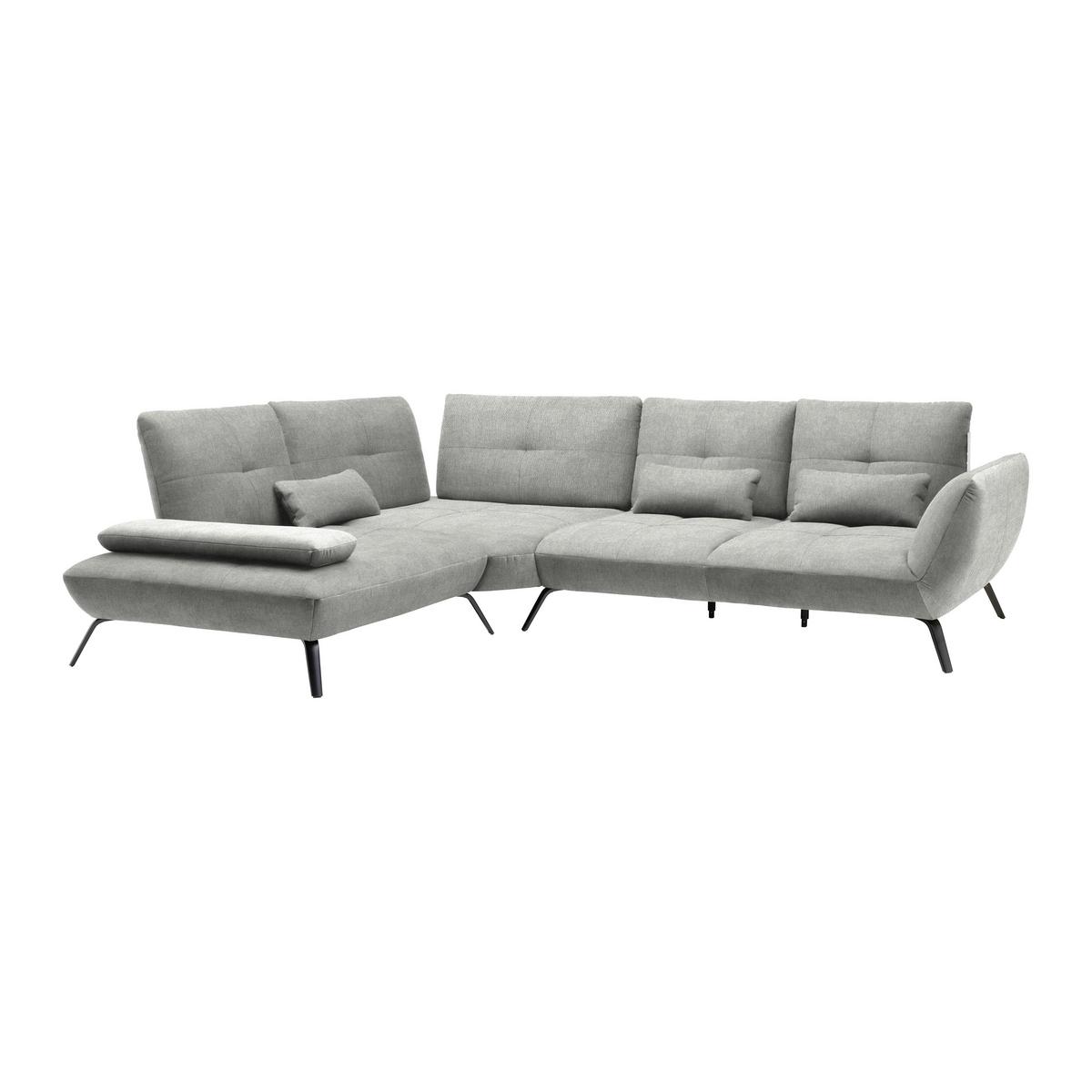 Wohnlandschaft Trendy Silberfarben - Silberfarben/Schwarz, MODERN, Holzwerkstoff/Textil (250/93/310cm) - Premium Living