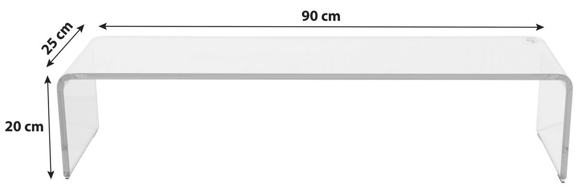 Tv-rátét Átlátszó Üveg Hagen - átlátszó, Modern, Üveg (90/20/25cm)