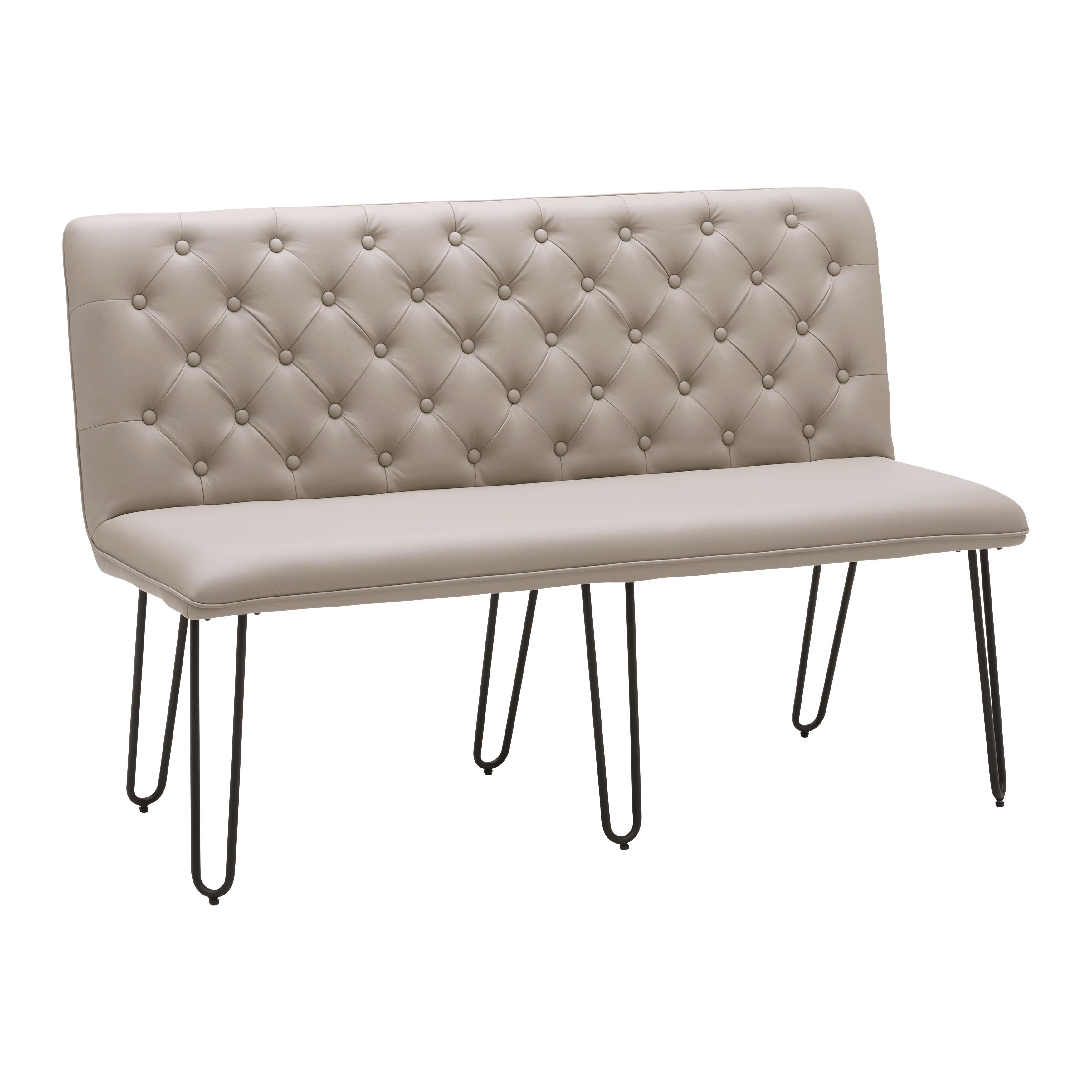 Sitzbank Ivie Taupe Lederlook Gespeichert - Taupe/Schwarz, MODERN, Holz/Textil (140/92/62cm) - Bessagi Home